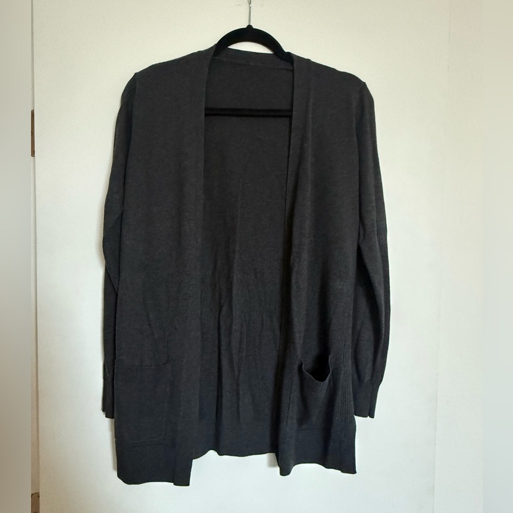 Women's Dark Gray Open-Front Sweater